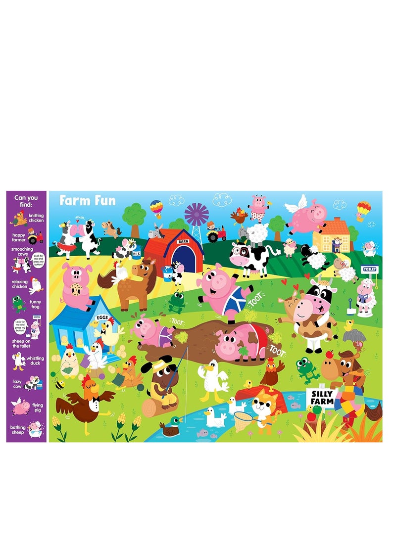 Search and Find Silly Farm – 10 Button Sound Board Book for Toddlers and Children – Educate Engage and Identify Farm Animals and Their Noises with Interactive Activity Kids Book (Search & Find) Board book  - Image 4