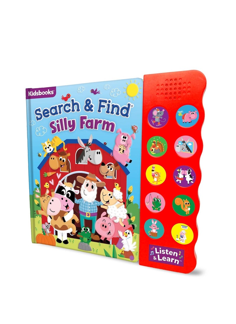 Search and Find Silly Farm – 10 Button Sound Board Book for Toddlers and Children – Educate Engage and Identify Farm Animals and Their Noises with Interactive Activity Kids Book (Search & Find) Board book  - Image 5