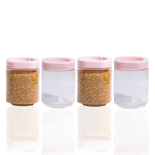 SCL Steelo Steelo Stack & Lock Plastic Kitchen Storage Square Container Set - Air Tight, Fridge safe, US FDA Approved, PET Food Grade Heavy Duty Material, BPA Free (Clear, 750 ml, Pack of 4) - Image 1