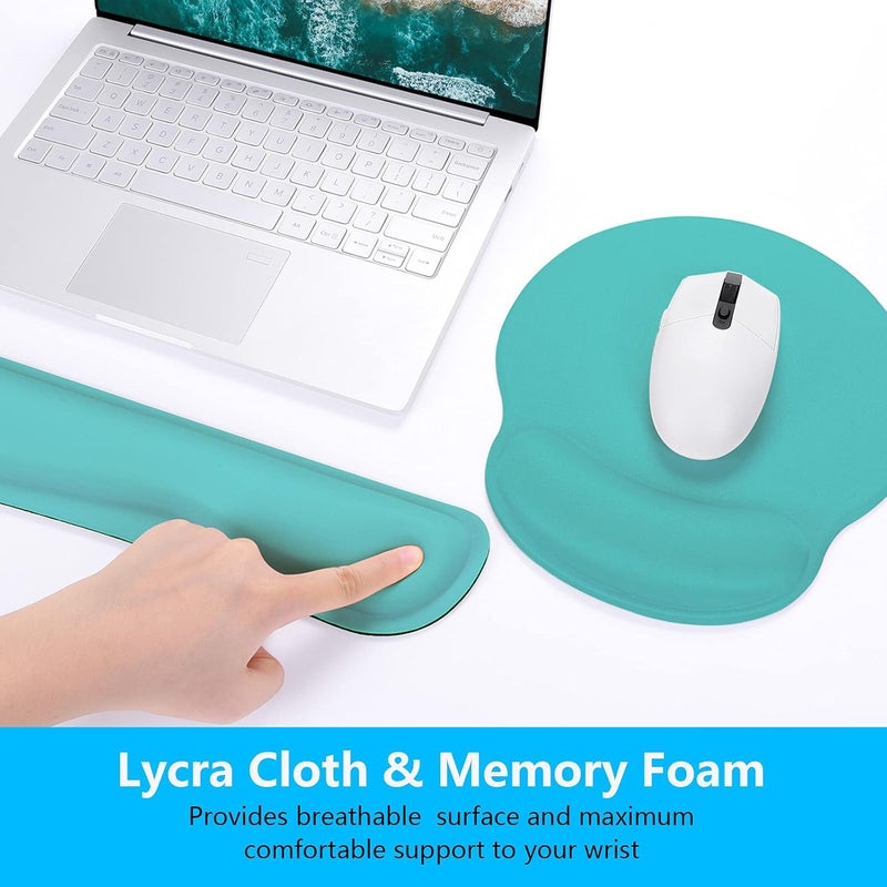 Dapesuom Keyboard Wrist Rest and Mouse Pad with Wrist Support, Cute Memory Foam Cushion for Keyboard and Mouse Set, Ergonomic Desktop Pad Rests with Non Slip Base for Easy Typing & Pain Relief, Green - Image 4