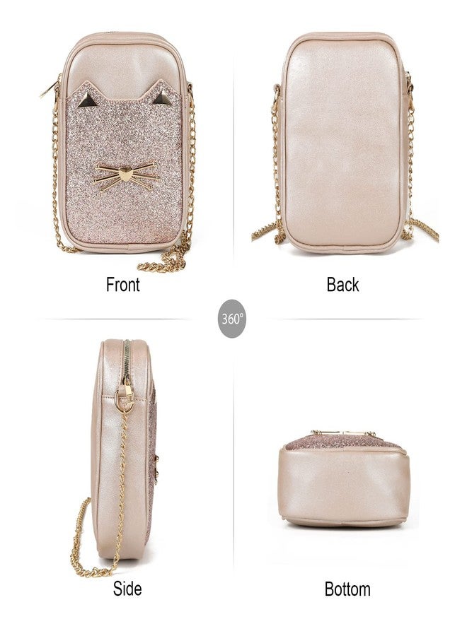 AFKOMST Cute Crossbody Purse for Teen Girls Sparkly Cat Purse and Small Crossbody Bags for Women Gift with Chain Strap - Image 4