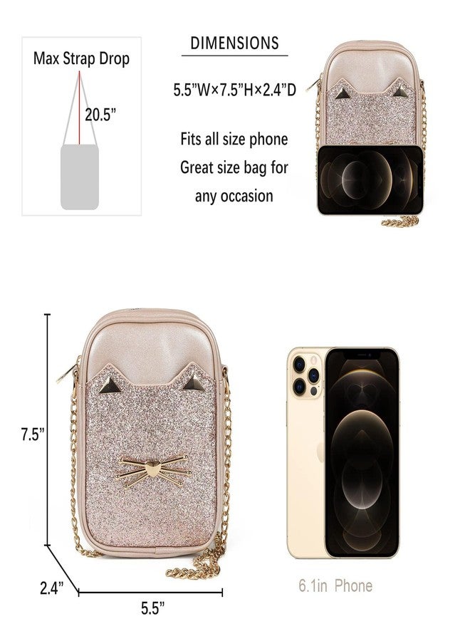AFKOMST Cute Crossbody Purse for Teen Girls Sparkly Cat Purse and Small Crossbody Bags for Women Gift with Chain Strap - Image 5