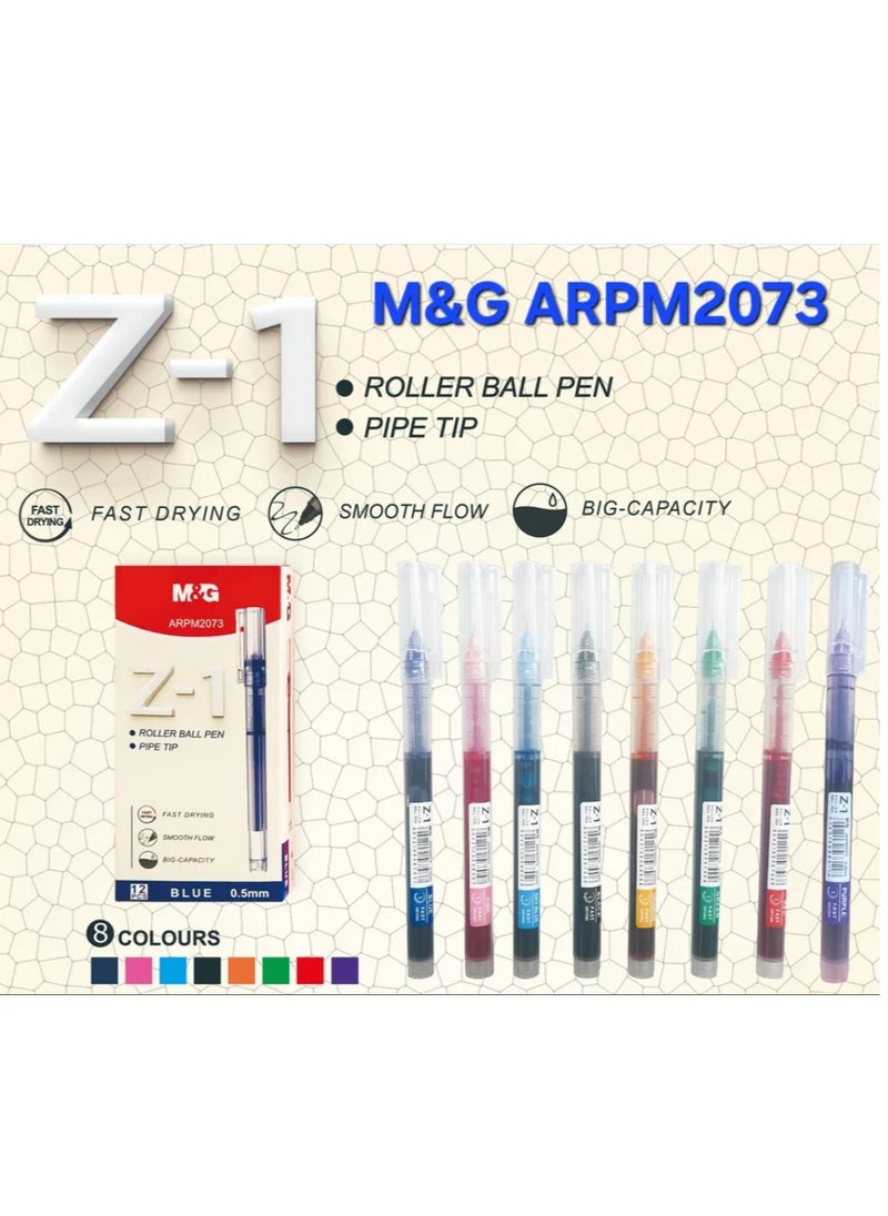 ام اند جي - M&G Chenguang Liquid Roller Gel Pen Pipe Tip 0.5mm Z-1 - 8 colors - No:ARPM2073 - Image 1