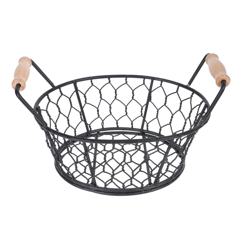 Mini Fry Basket Black Oval Double Handle Iron Wire For Snacks Fries Home Restaurant - Image 2