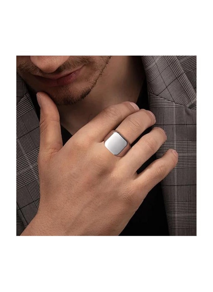 Fayrouz Jewellery - Fayrouz Jewelry Men's Stainless Steel Square Designs Rings for Men, Thumb Pinky Ring, Men's Ring for Boys - Image 1