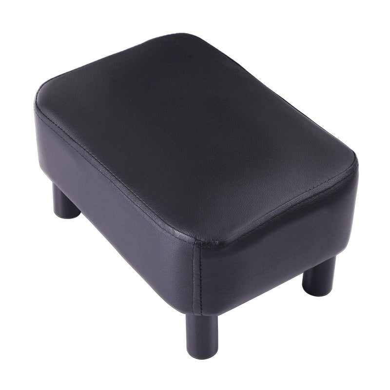 YMYNY 42CM Footstool Rectangle Ottoman with Stable Wooden Legs Modern PU Leather Footrest Change Shoes Stool for Living Room Padded Seat for Bedroom Black RFBD210
