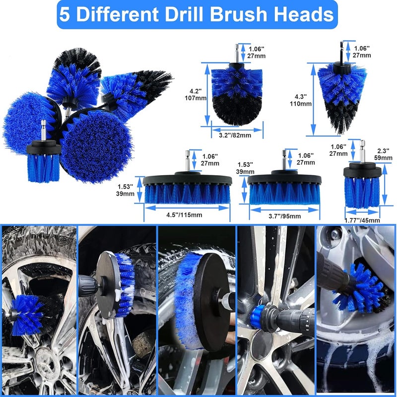 Latamil 29Pcs Car Detailing Brush Set, Car Detailing Kit, Auto Detail Supplies Tools With Wheel Drill Brush Set, Car Cleaning Kit, Car Polishing Kit, Car Wash Kit for Tires, Wheels, Interior & Exterior - Image 2