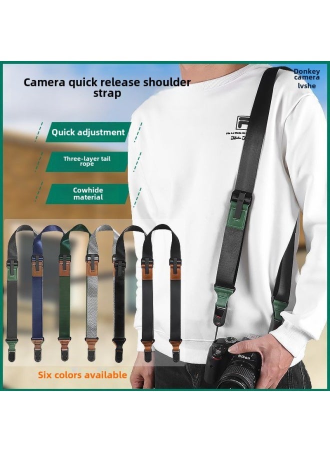 Generic Camera Quick-release Strap Crossbody Shoulder Adjustable Non-slip Decompression Neck Lanyard Compatible With PD Digital Camera Accessories-Body Color:Athens Black/green Leather Quick Release Wrist Strap Compatible With Pd  - Image 2