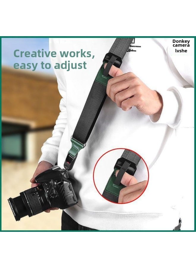 Generic Camera Quick-release Strap Crossbody Shoulder Adjustable Non-slip Decompression Neck Lanyard Compatible With PD Digital Camera Accessories-Body Color:Athens Black/green Leather Quick Release Wrist Strap Compatible With Pd  - Image 3