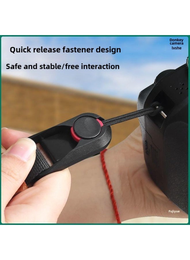 Generic Camera Quick-release Strap Crossbody Shoulder Adjustable Non-slip Decompression Neck Lanyard Compatible With PD Digital Camera Accessories-Body Color:Athens Black/green Leather Quick Release Wrist Strap Compatible With Pd  - Image 4