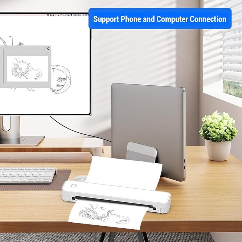 Inkless Thermal Printer Portable 2600mAh Battery USB C Supports A4 A5 Letter Paper - Image 5