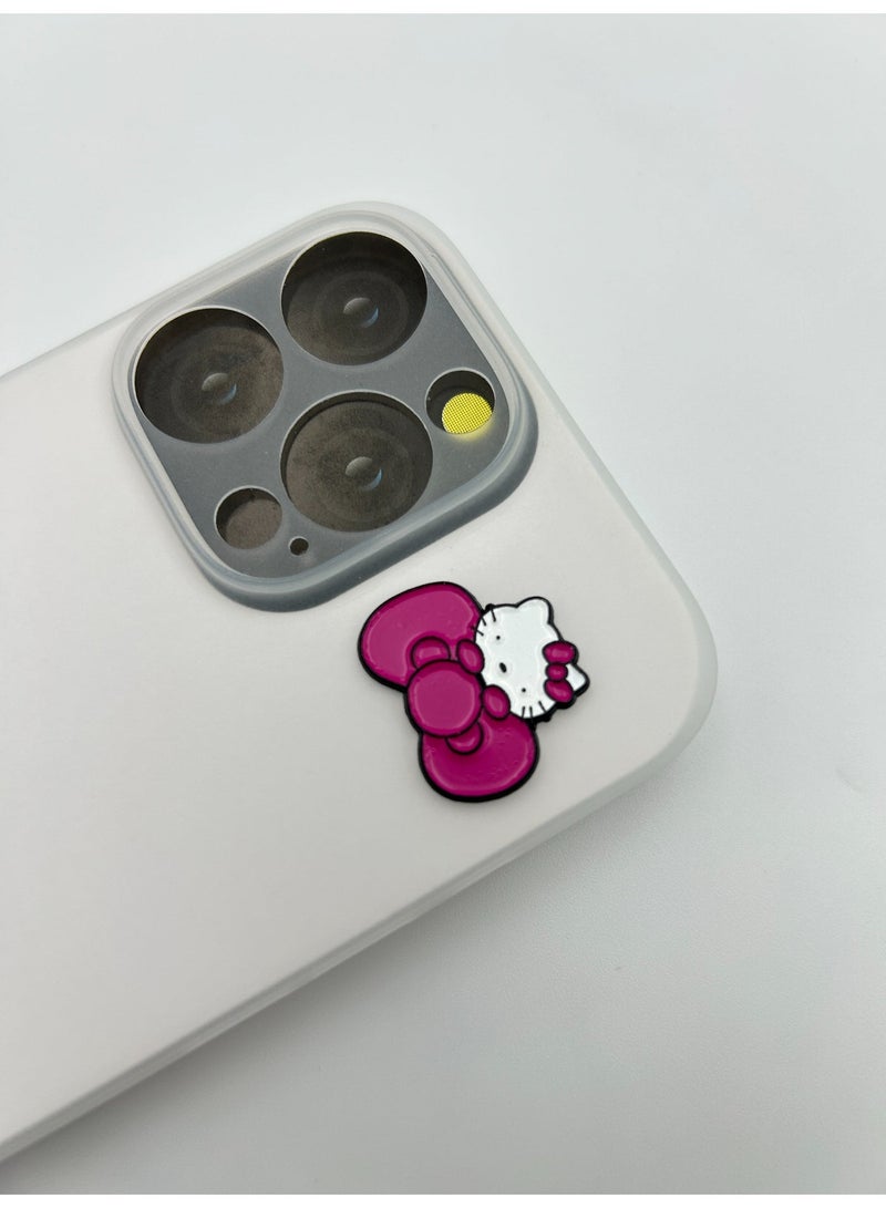 Hello Kitty 3 pieces of Metal stickers - Hello Kitty in a Bow logo Hello Kitty with Flowers logo and Sweet Text logo - Premium Quality Metal for Mobile, Laptop, Backpacks and more. - Image 3