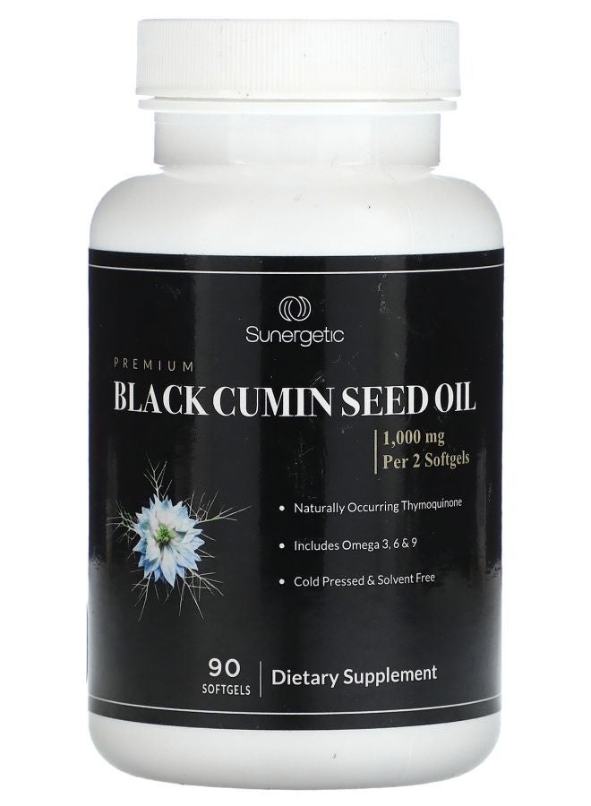 Sunergetic Premium Black Cumin Seed Oil 1000 mg 90 Softgels (500 mg per Softgel)