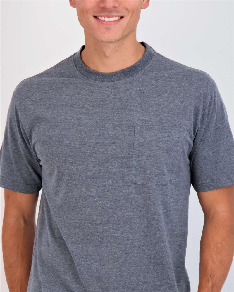 REALESSENTIALS Real Essentials 4 Pack: Men's Cotton Performance Short Sleeve Crew Neck Pocket T-Shirt Athletic Top (Available in Big & Tall)-Set 7,L - Image 4