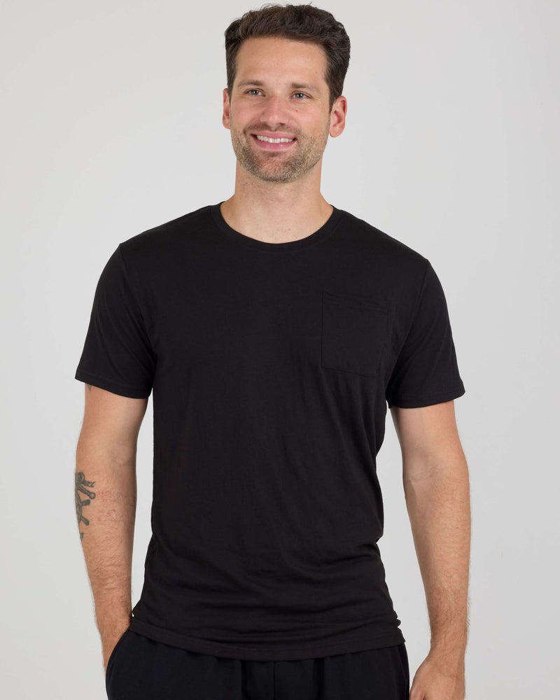 REALESSENTIALS Real Essentials 4 Pack: Men's Cotton Performance Short Sleeve Crew Neck Pocket T-Shirt Athletic Top (Available in Big & Tall)-Set 7,L - Image 2