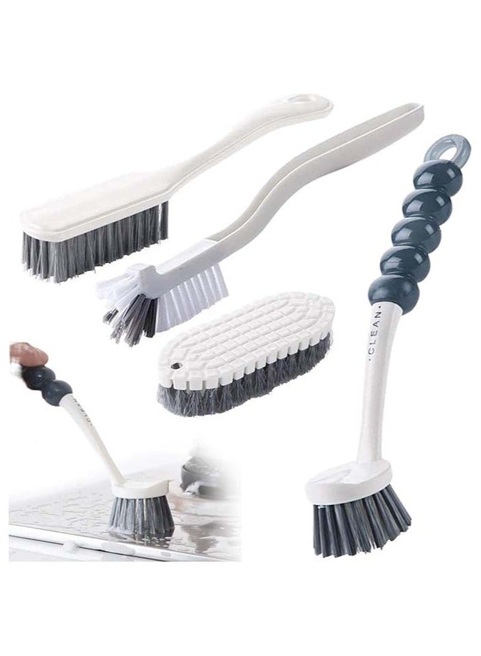 YIM-VIBEHAUS 4 PCS Cleaning Brush Set, Toilet Brush with Handle, Multipurpose Bathroom Brush for Shoes, Bathroom, Tub, Toilet - Image 1