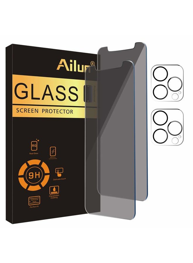 Ailun حماية شاشة خصوصية مزدوجة لجهاز آيفون 11 برو [5.8 بوصة] + 2 حزمة واقي عدسة الكاميرا، زجاج مقسى مضاد للتجسس، [صلابة 9H] - HD - Image 1