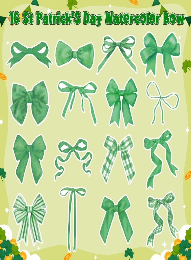 A1diee St Patrick's Day Bow Roll Stickers - 1000Pcs Green Bow Shamrock Waterproof Vinyl Decals, Irish St Patrick's Day Gift Aesthetic Stickers for Laptop Guitar Skateboard Rewards Birthday Party Decor - Image 3