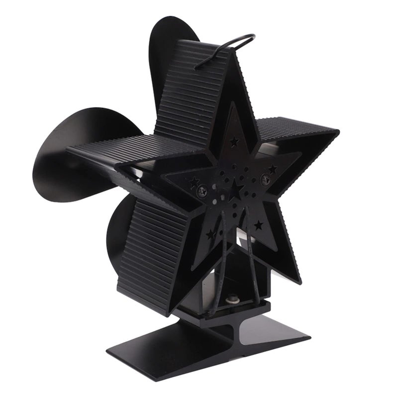 Aluminum Alloy Wood Stove Fan 4 Blade Black Low Noise Heat Powered Energy Saving - Image 3