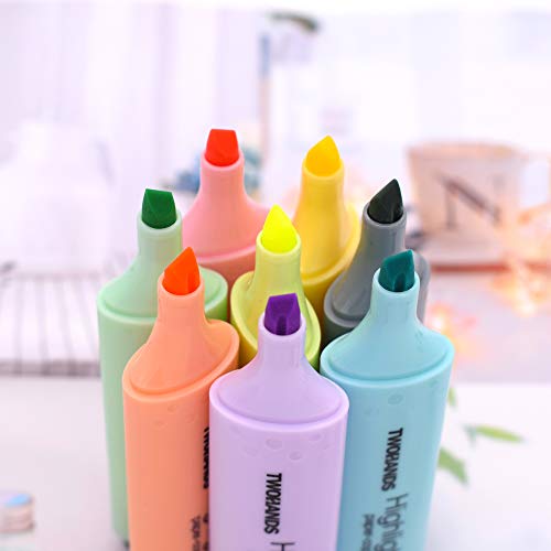 TWOHANDS Highlighters, 8 Assorted Pastel Colors, Chisel Tip Marker Pen,with Large Ink Reservoir for Extra Long Marking Performance 20208 - Image 2