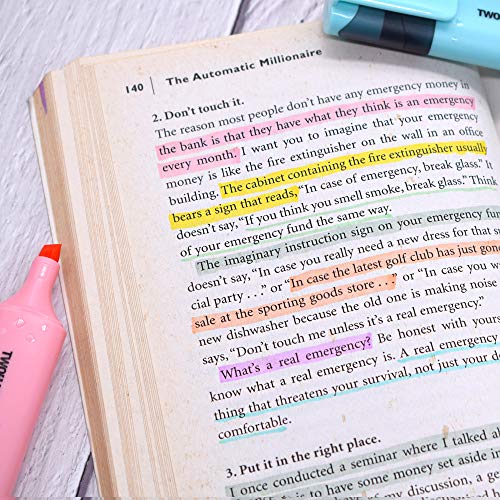 TWOHANDS Highlighters, 8 Assorted Pastel Colors, Chisel Tip Marker Pen,with Large Ink Reservoir for Extra Long Marking Performance 20208 - Image 4