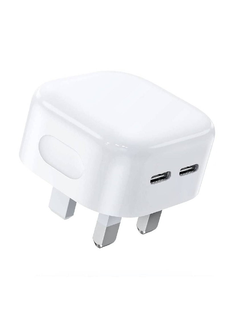 Earldom 3 Pin Dual Port 35W USB-C Power Adapter - Image 1