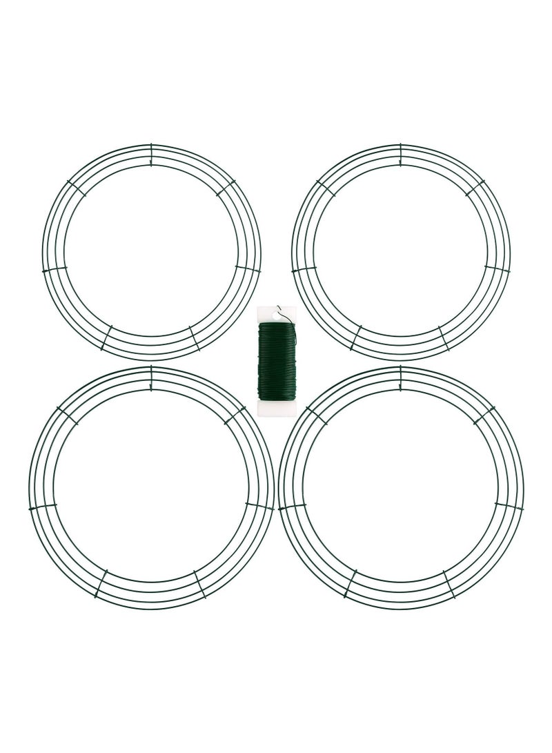 KASTWAVE طقم 4 حوامل أسلاك 12" 14" مع 1 لفافة من السلك المرن لتزيين الزهور والأدوات الحرفية لتزيين العطلات - Image 1