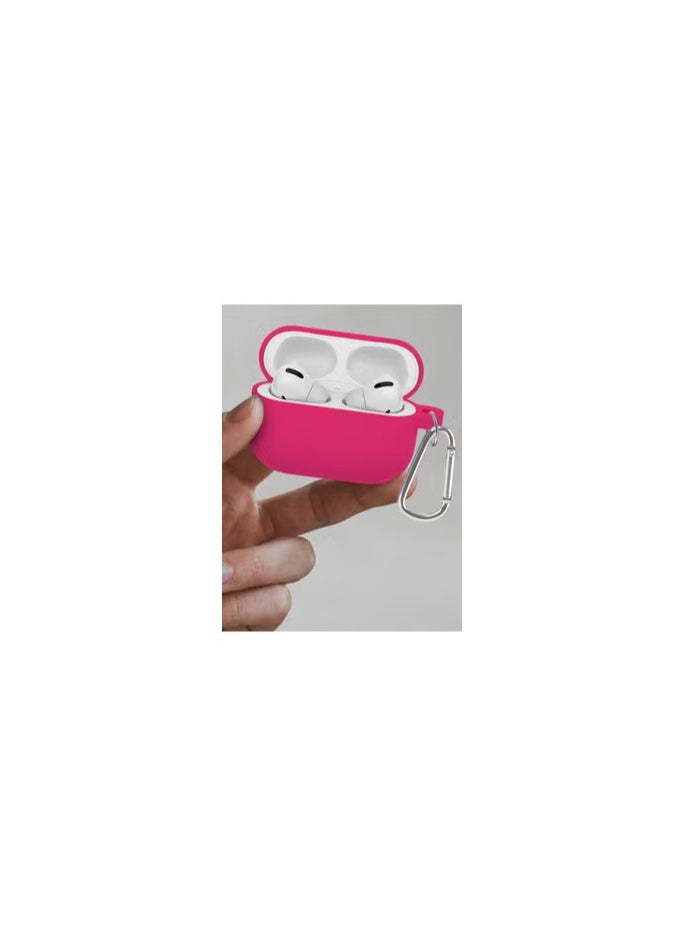 CATANES - Shockproof Case For Airpod Pro Silicone Protective Case Shockproof Case Ultra Slim Cover with Keychain Carabiner Neon Pink - Image 1