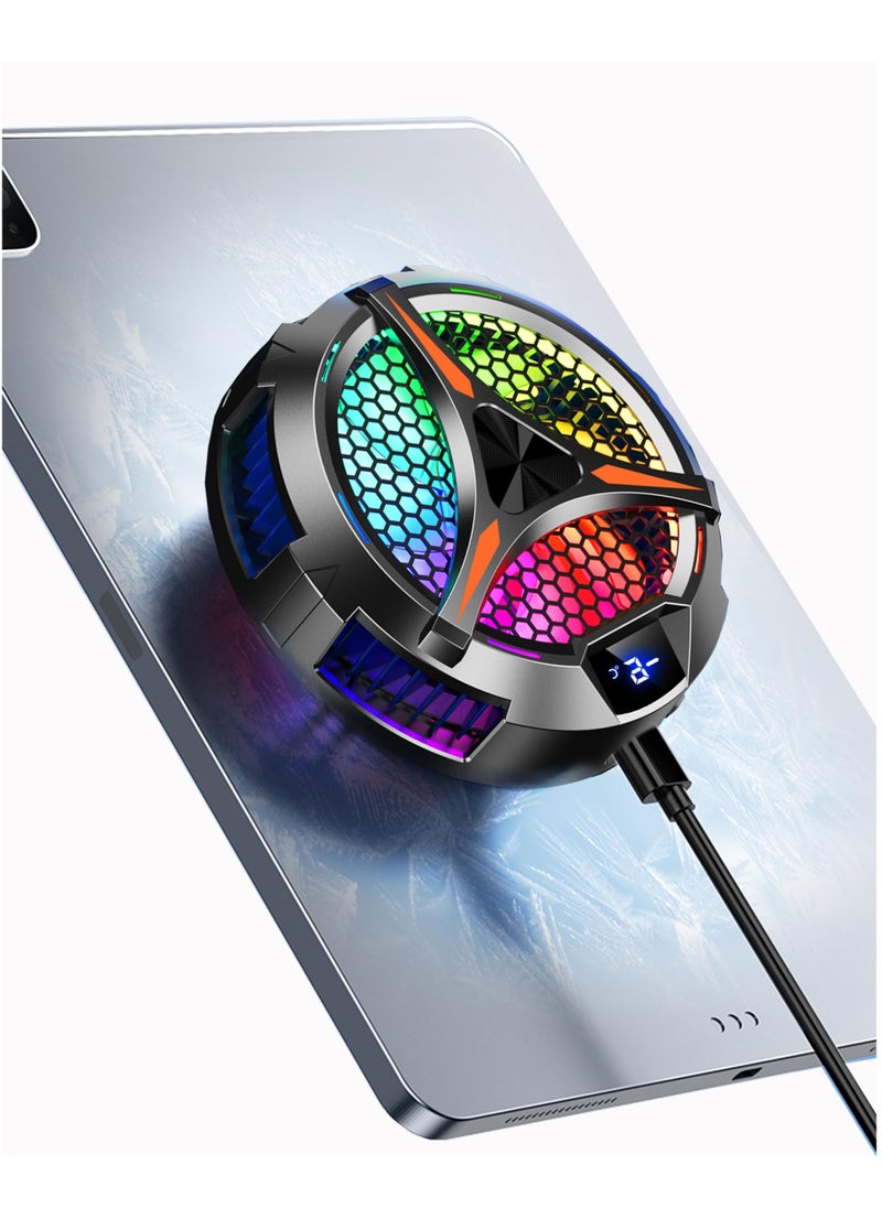 XiuWoo iPad Cooler, Magnetic Tablet Cooler for ipad Surface pro Samsung Tab Steam Deck, Ipad Cooling Fan with Temperature Monitor LED Gaming Light for Mobile Gaming, Tiktok Live Streaming  - Image 1