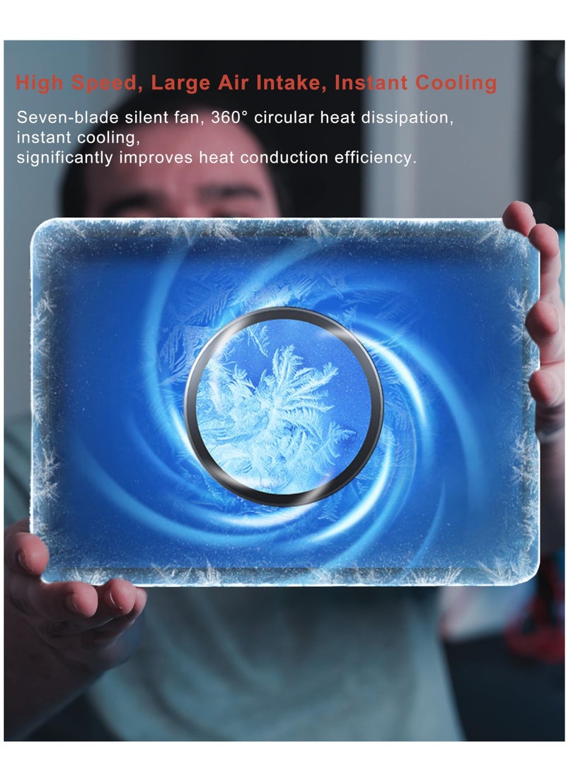 XiuWoo iPad Cooler, Magnetic Tablet Cooler for ipad Surface pro Samsung Tab Steam Deck, Ipad Cooling Fan with Temperature Monitor LED Gaming Light for Mobile Gaming, Tiktok Live Streaming  - Image 5