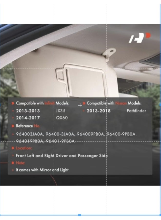 A-Premium Beige Sun Visor Set for Infiniti and Nissan - Image 2