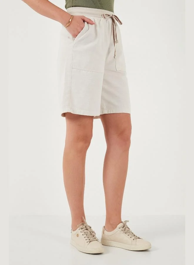 Lela  Lela Cotton Relaxed Fit High Waist Pocket Mini Shorts Women's SHORTS 668YP5384 for Women | Best Price UAE
