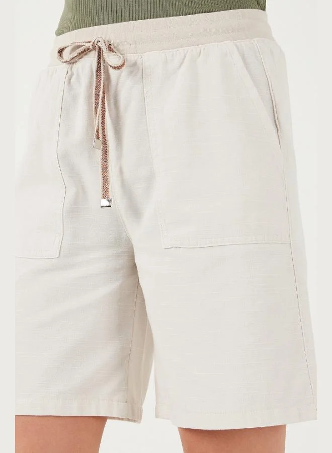 Lela  Lela Cotton Relaxed Fit High Waist Pocket Mini Shorts Women's SHORTS 668YP5384 for Women | Best Price UAE
