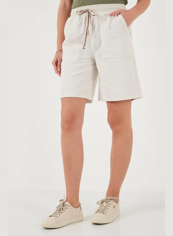 Lela  Lela Cotton Relaxed Fit High Waist Pocket Mini Shorts Women's SHORTS 668YP5384 for Women | Best Price UAE