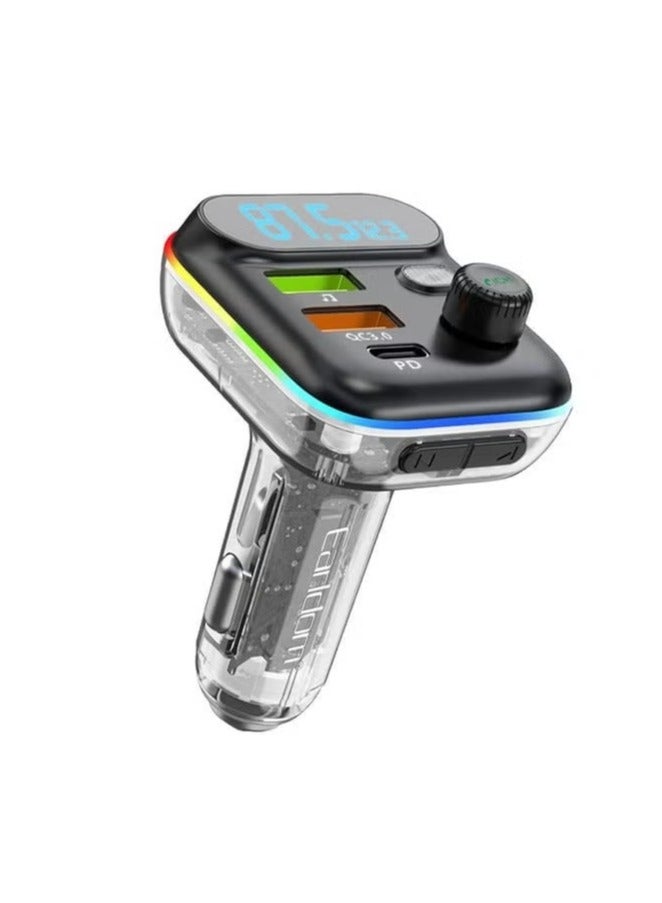 Earldom M80 Bluetooth USB 3.0 and Type-C PD Fast Charge FM Transmitter Black" - Image 1