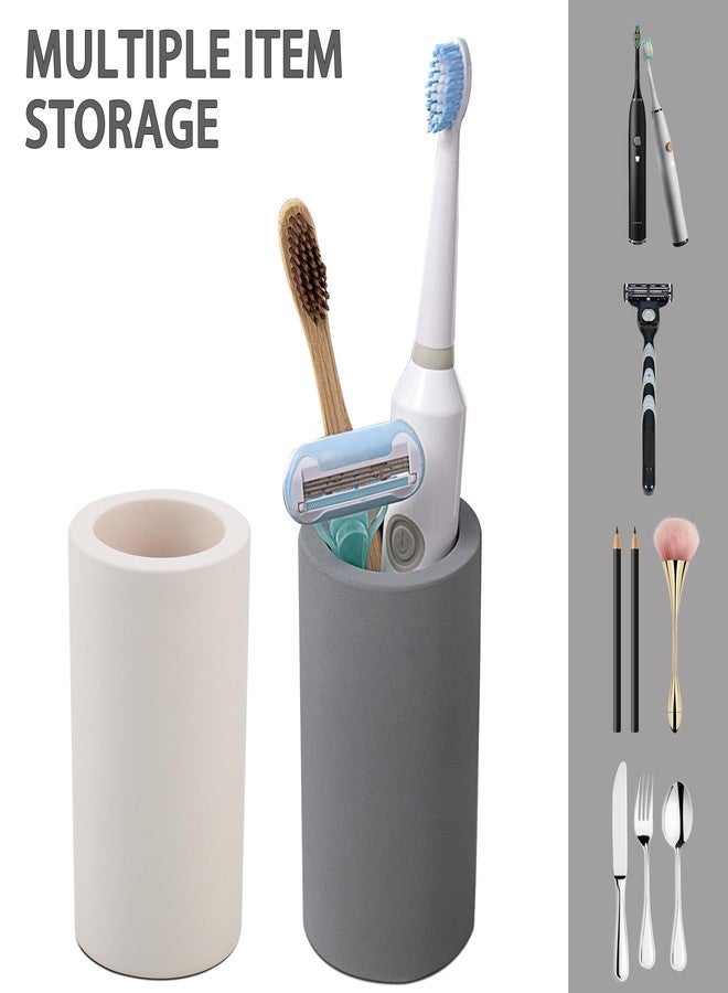 Coengwui Diatomite Toothbrush Holder,Quick-Drying Bathroom Countertop Organizer for Toothpaste,Makeup Brushes,and Razors（Beige） - Image 5