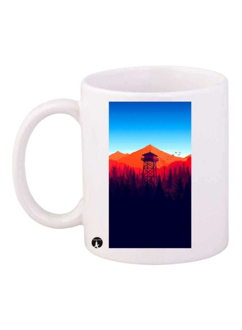 Mountain Printed Mug White/Orange/Red Standard Size