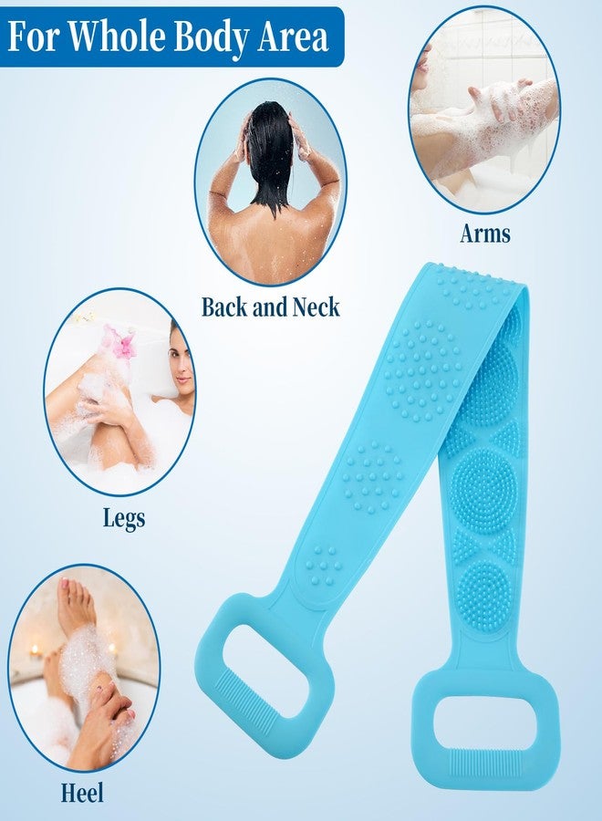 HUNCHA ليفة ظهر سيليكون من هونشا للاستحمام، فرشاة للجسم لتنظيف عميق وتنشيط بشرتك، غسول للجسم مريح ومقشر بمقبض للرجال والنساء، لون عشوائي، عبوة من قطعتين - Image 5