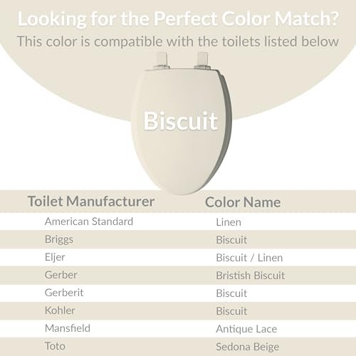 Bemis Ashland Modern Wood Toilet Seat with Decorative Edge, Slow Close, Secure Hinges, Made in USA, Round, Biscuit - Image 5