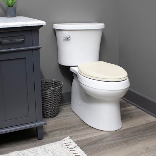 Bemis Ashland Modern Wood Toilet Seat with Decorative Edge, Slow Close, Secure Hinges, Made in USA, Round, Biscuit - Image 3