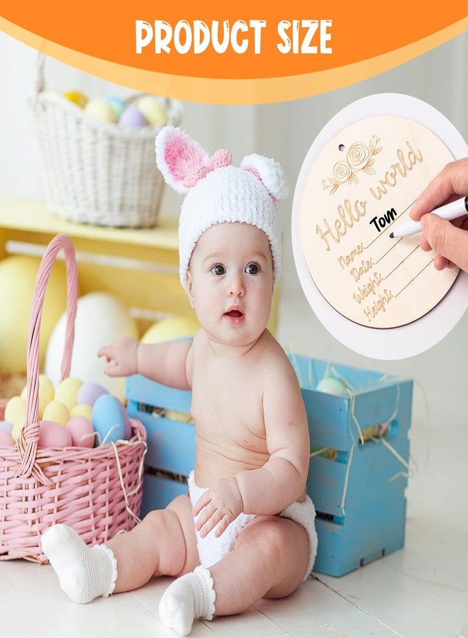 THSLSFX Baby Announcement Sign, 6 Inch Hello World Newborn Sign with Marker Pen and Ink Pad for Baby Shower Hand Footprints - Image 4