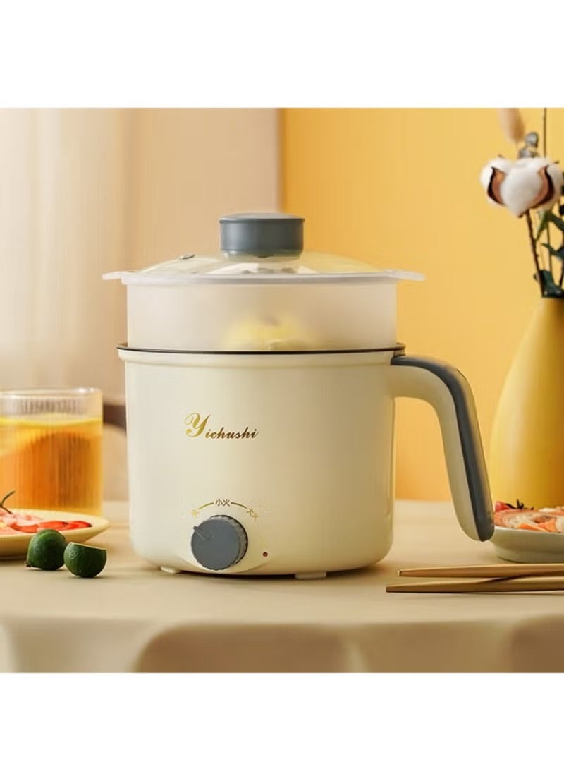Gasin 1.8L Multi-Functional Mini Electric Cooker, 300–600W Portable Travel Cooker with Ceramic Pot – For Noodles, Frying, Hotpot & Soup - Image 1