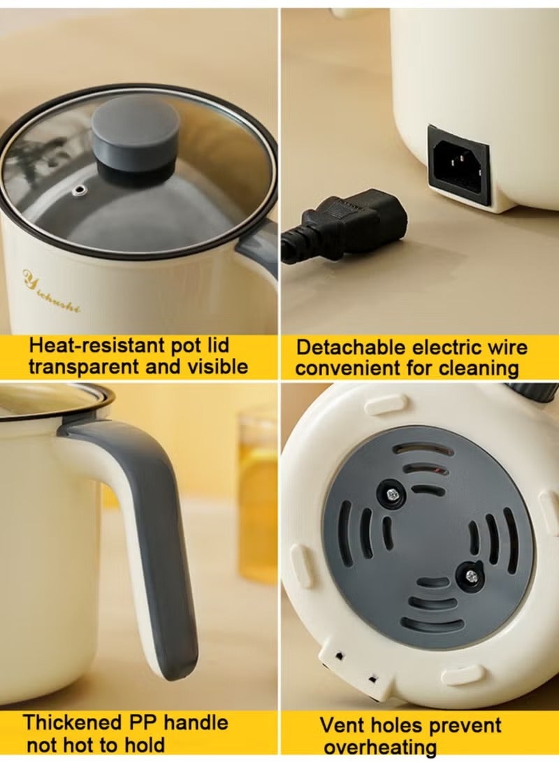 Gasin 1.8L Multi-Functional Mini Electric Cooker, 300–600W Portable Travel Cooker with Ceramic Pot – For Noodles, Frying, Hotpot & Soup - Image 5
