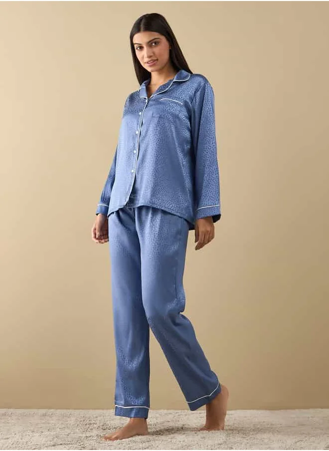 FAV All-Over Animal Print Long Sleeve Shirt and Elastciated Pyjama Set
