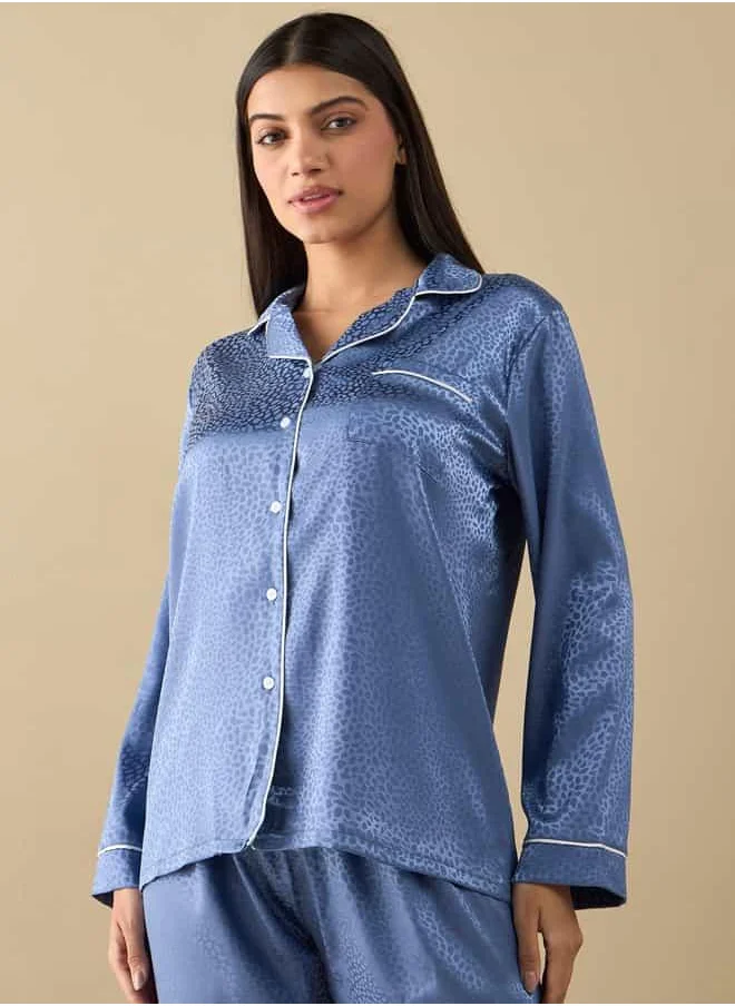FAV All-Over Animal Print Long Sleeve Shirt and Elastciated Pyjama Set