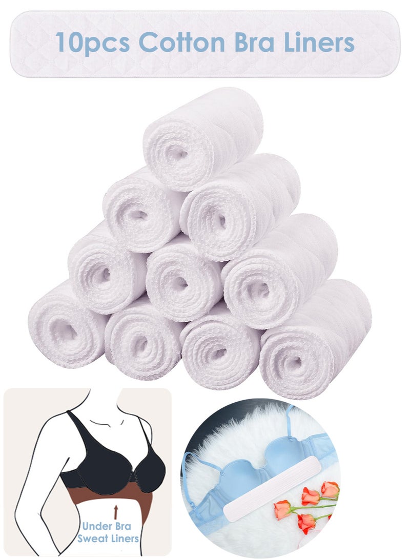 10 Pieces Washable Cotton Bra Liners 3 Layer Rectangle Under Bra Pads Sweat Liners Cotton Breasts Pads for Women Sweating Supplies Absorb Sweat Cool in Summer - Image 1