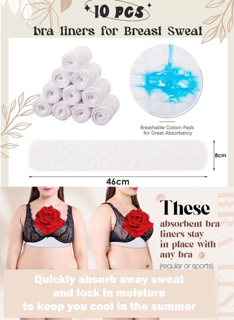 10 Pieces Washable Cotton Bra Liners 3 Layer Rectangle Under Bra Pads Sweat Liners Cotton Breasts Pads for Women Sweating Supplies Absorb Sweat Cool in Summer - Image 2
