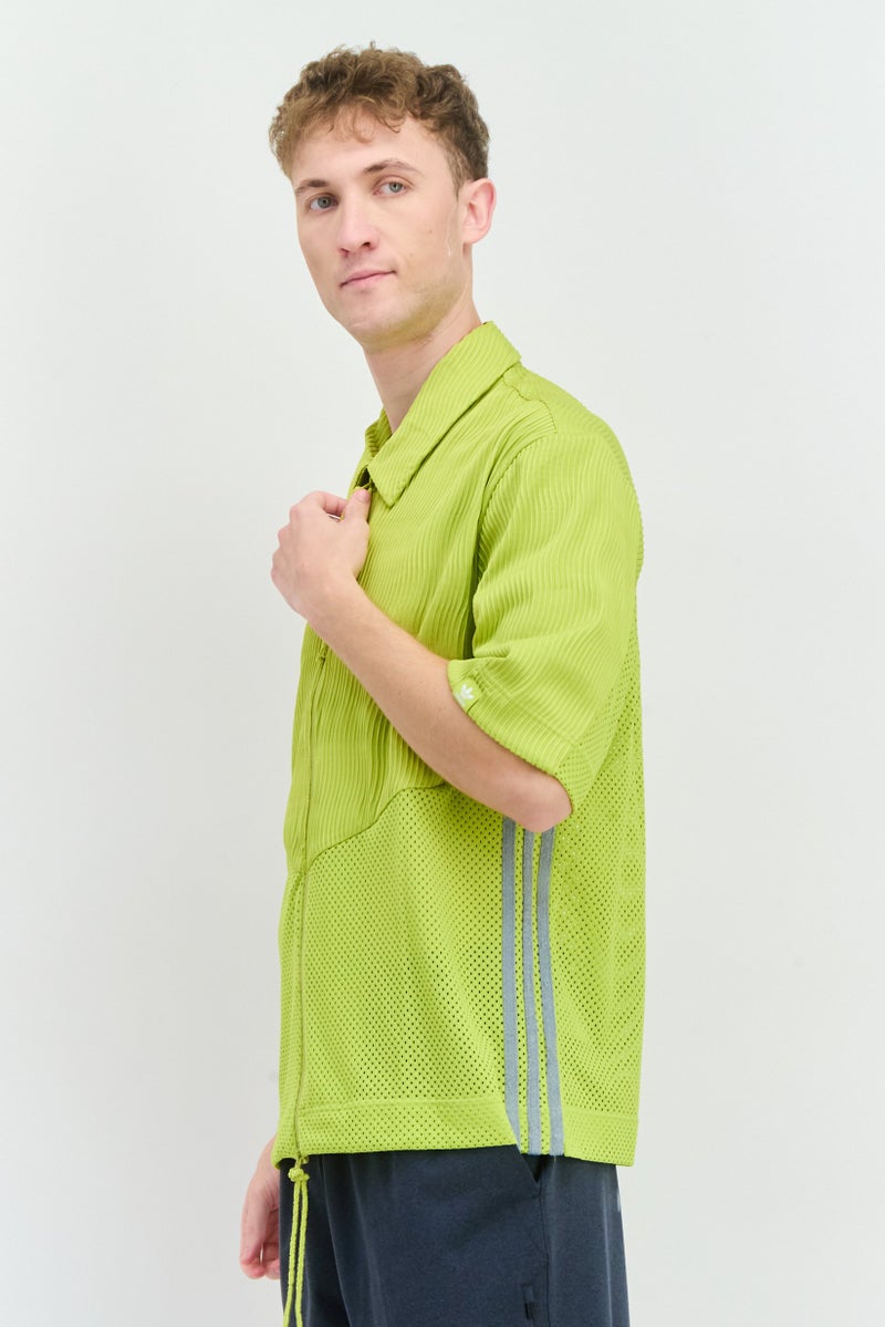 adidas Originals Men Sportswear Fit Outdoor Mesh Zip Shirt, Lime - Image 3