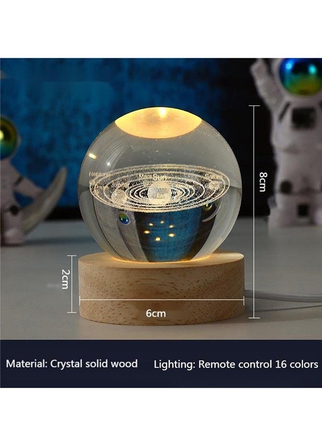 Cool Baby Crystal Ball Tabletop Small Night Light Solar System Ornaments Creative Glass Ball  - Image 2