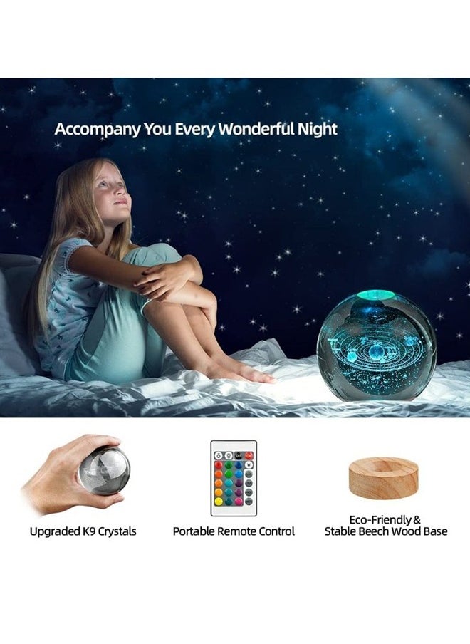 Cool Baby Crystal Ball Tabletop Small Night Light Solar System Ornaments Creative Glass Ball  - Image 3